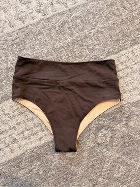 Indigo Luna Eco High-Rise Bikini Bottoms in Dark Brown